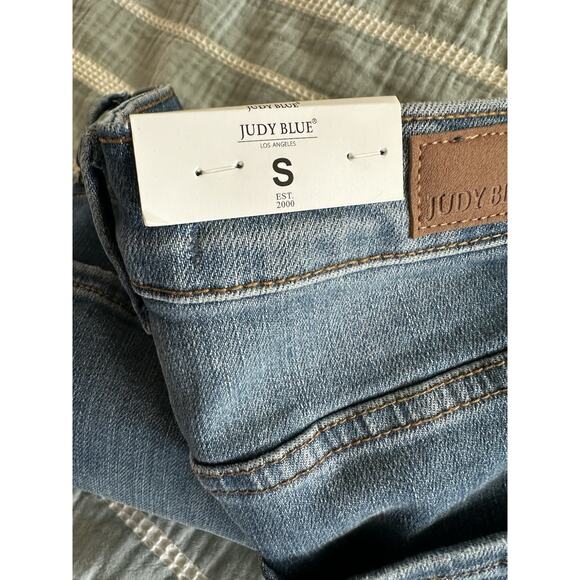 New Judy Blue Medium Blue Double Button Control Top Denim Jean Shorts Size Small - Picture 7 of 7